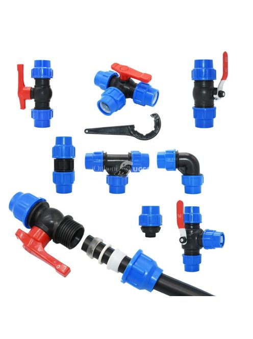 PE cső gyorscsatlakozó szelep T-elágazóval