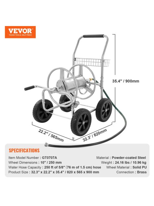 Tömlőfeltekercselő kocsi kültéri öntözéshez