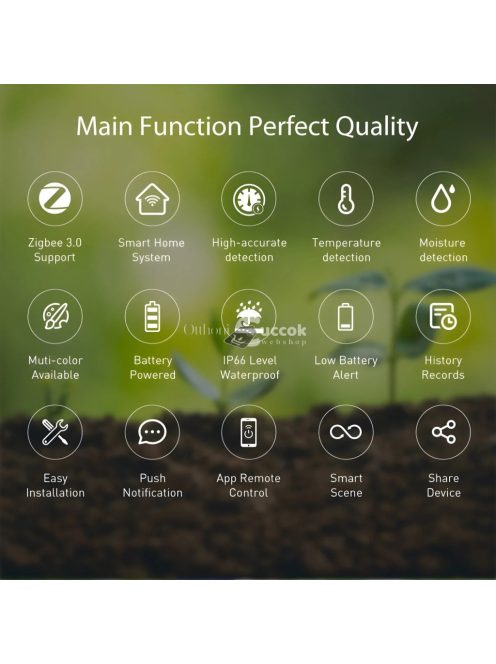 okos talajérzékelő – hőmérséklet- és páratartalom mérő, talajnedvesség-érzékelő, automatikus öntöző rendszerhez