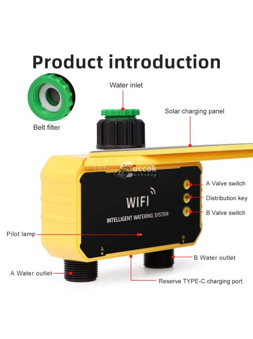 Napenergiás WiFi öntöző időzítő okos vezérléssel