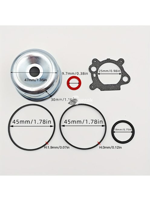 Fűnyíró karburátor úszóház és tömítőgyűrű készlet