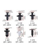 100db + doboz 6 méretű rögzítő klip készlet