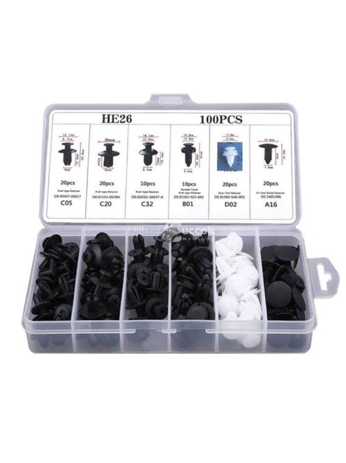 100db + doboz 6 méretű rögzítő klip készlet