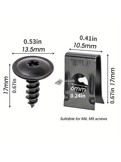 20db Vas U-alakú autós csavaros alapklip