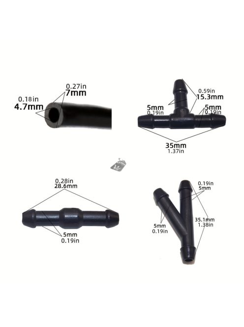 Szélvédőmosó tömlőkészlet - 2 méteres univerzális tömlő