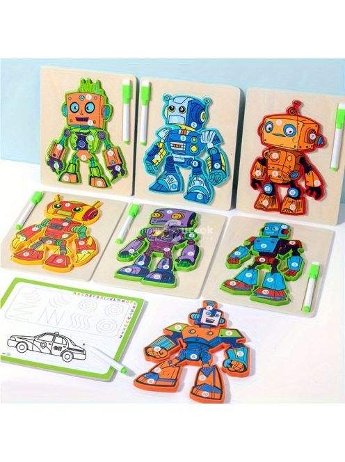 3D Fa Robot Puzzle Bónusz Tollal