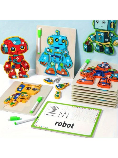 3D Fa Robot Puzzle Bónusz Tollal
