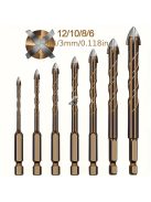 7 darabos kerámia csempefúró készlet hatszögletű szárral