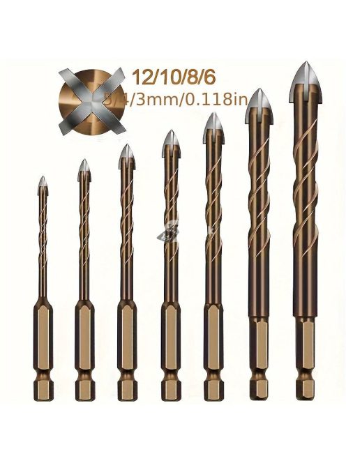 7 darabos kerámia csempefúró készlet hatszögletű szárral