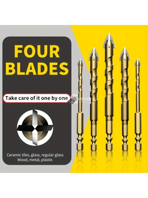 5db 3-12mm Kereszt Hex Csempefúró Szárny