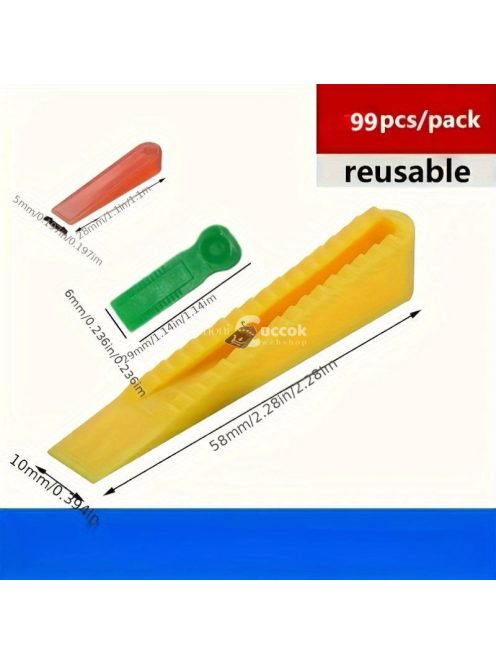 100db Újrahasználható Műanyag Csempe Szintező Ék