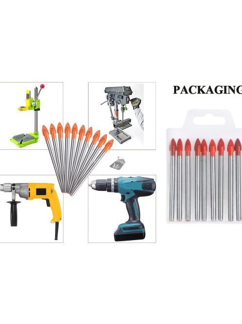 10db Professzionális 6mm-es Csempe és Üvegcserép Fúrókészlet