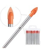 10db Professzionális 6mm-es Csempe és Üvegcserép Fúrókészlet