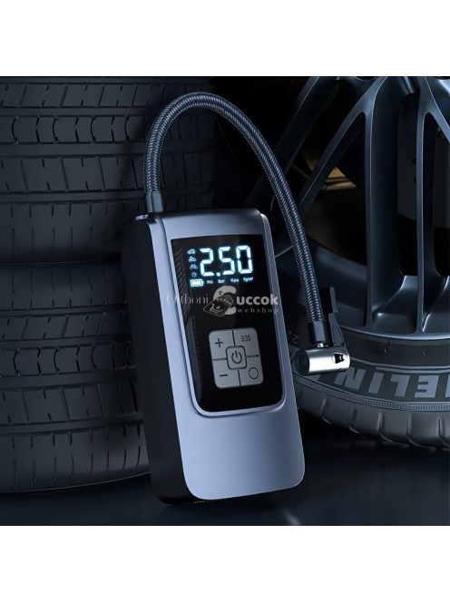 Nagy Kapacitású Hordozható Gumiabroncs Felfújó Digitális Nyomásmérővel és LED Fénnyel