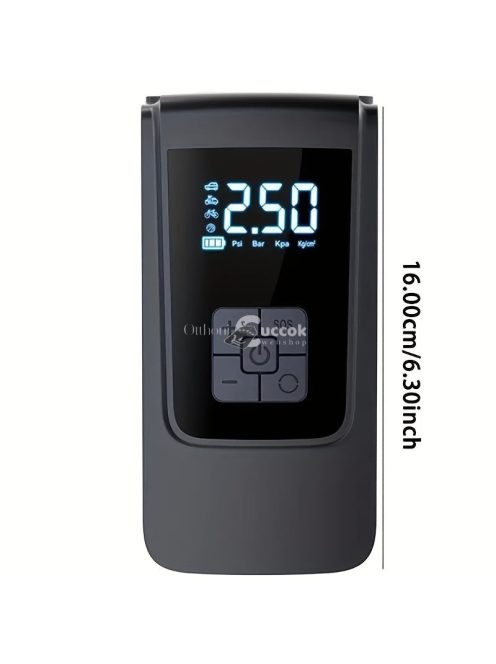 Nagy Kapacitású Hordozható Gumiabroncs Felfújó Digitális Nyomásmérővel és LED Fénnyel