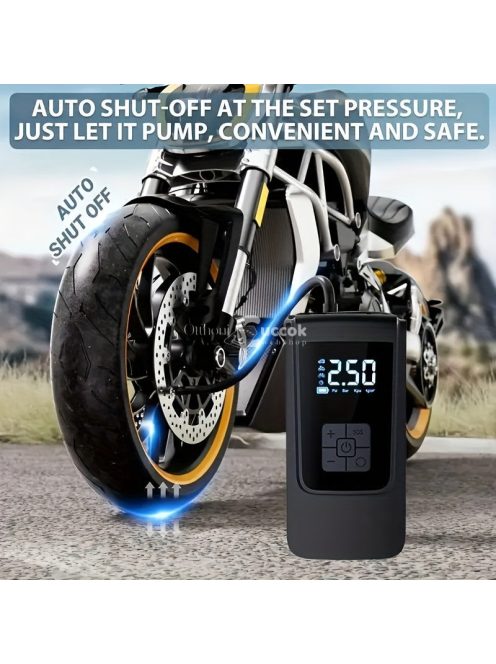 Nagy Kapacitású Hordozható Gumiabroncs Felfújó Digitális Nyomásmérővel és LED Fénnyel