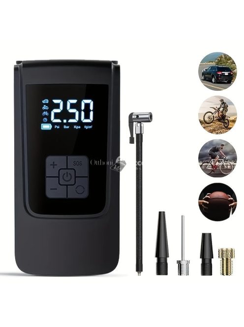 Nagy Kapacitású Hordozható Gumiabroncs Felfújó Digitális Nyomásmérővel és LED Fénnyel
