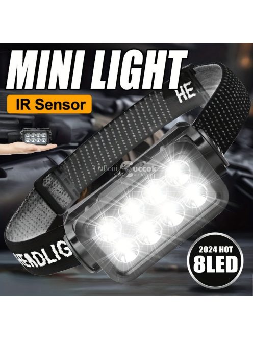 Újratölthető LED fejlámpa hullámmérővel, 4 üzemmóddal