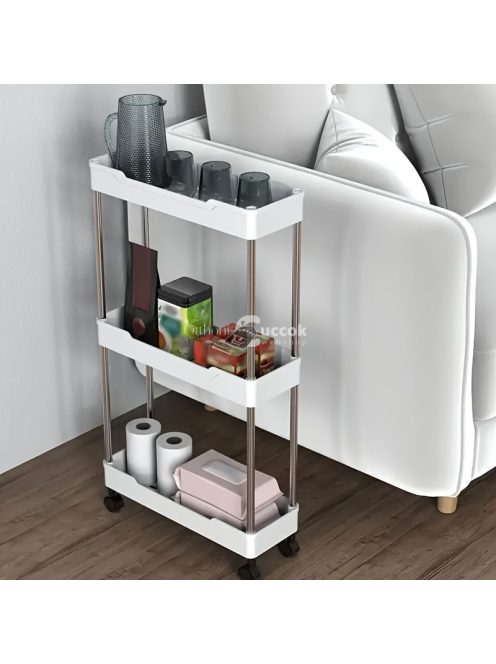 Vékony, gördülő fürdőszobai tárolókocsi