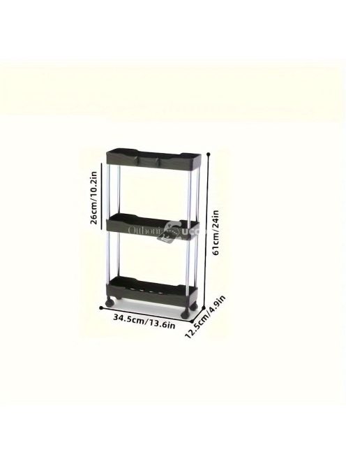 Vékony, gördülő fürdőszobai tárolókocsi