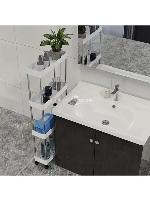 Vékony, gördülő fürdőszobai tárolókocsi