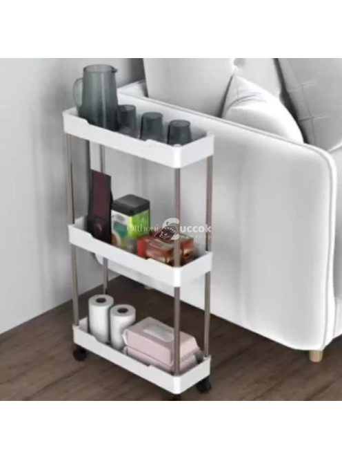 Vékony, gördülő fürdőszobai tárolókocsi