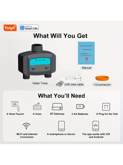 Smart Öntöző Időzítő Vezérlő, Vezeték Nélküli Kerti Öntözőrendszer, Alkalmazás Vezérléssel