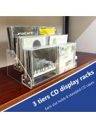 1db Átlátszó Akril 3 Szintes CD Tároló Állvány