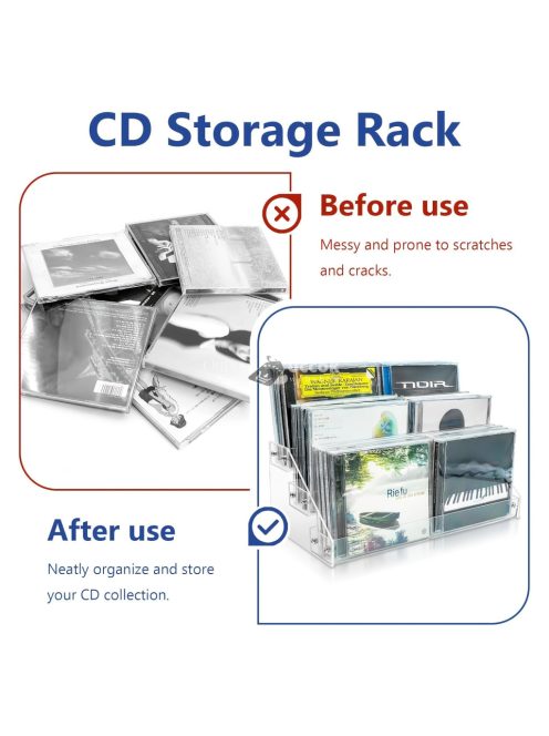 1db Átlátszó Akril 3 Szintes CD Tároló Állvány