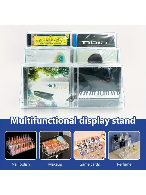 1db Átlátszó Akril 3 Szintes CD Tároló Állvány