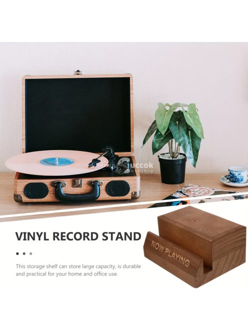 Prémium Fekete Fa Vinyl Lemez és CD Tároló Polc