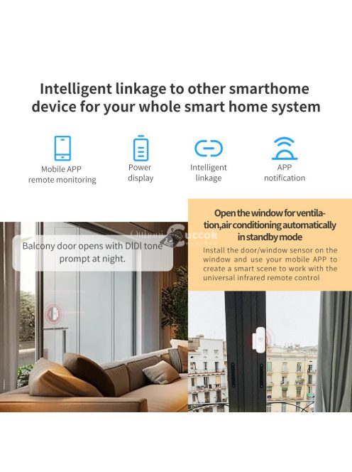 Intelligens Ajtóérzékelő 2.4G WiFi Biztonsági Riasztó Ajtókhoz