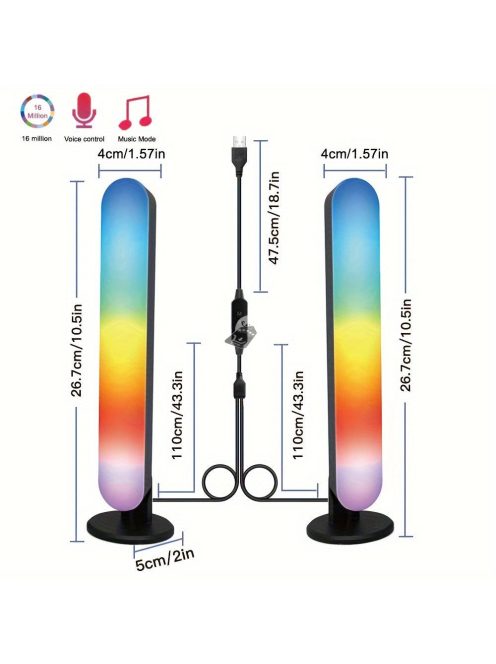 1 készlet Intelligens LED Fénysáv RGB megvilágítással