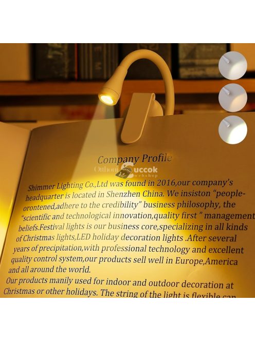 Új Mini Hordozható Csipeszes Könyv Lámpa Állítható Fényerővel Három Színben