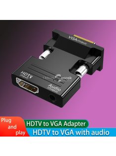   HDTV-VGA adapter konverter 1080P felbontással és 3.5mm audio kimenettel