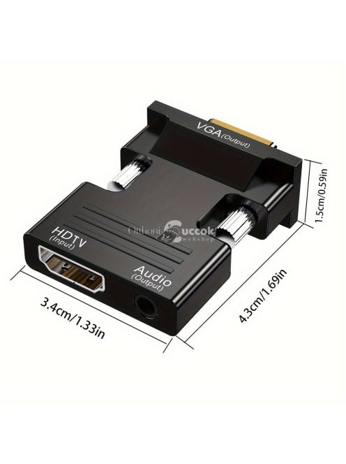 HDTV-VGA adapter konverter 1080P felbontással és 3.5mm audio kimenettel