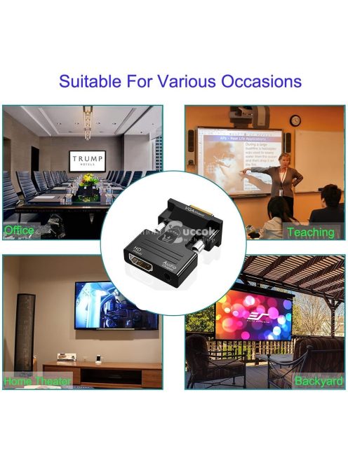 HDTV-VGA adapter konverter 1080P felbontással és 3.5mm audio kimenettel