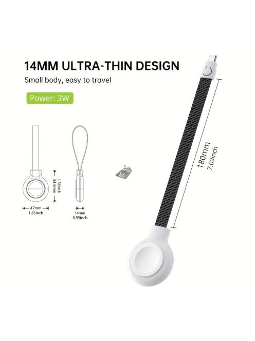 USB Type-C fonott töltőkábel és mágneses vezeték nélküli töltő, kompatibilis az Apple Watch órákhoz