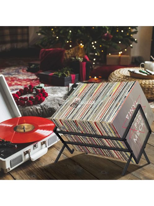 Gramofonlemez polcok modern fekete fém kialakítással