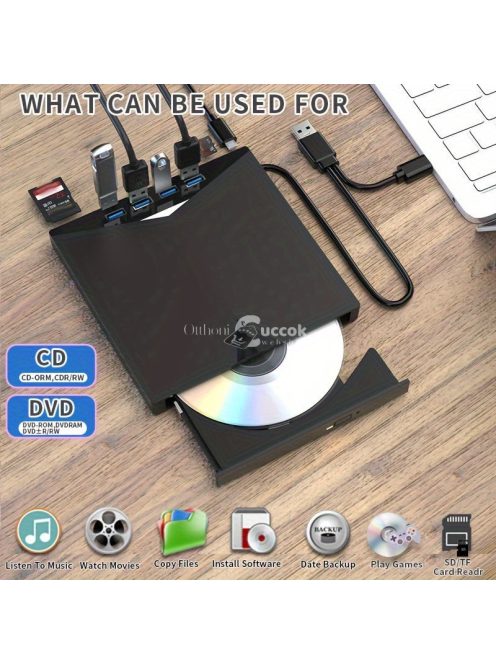 7-az-1-ben USB 3.0 Hordozható CD/DVD Meghajtó