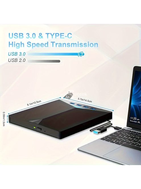 7-az-1-ben USB 3.0 Hordozható CD/DVD Meghajtó