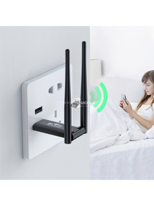 USB vezeték nélküli WiFi hatótávnövelő, 300Mbps hálózati jelerősítő