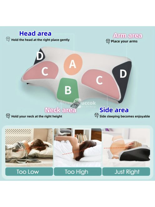 Ergonomikus Ortopéd Cervikális Memóriahab Párna Levehető Kötött Poliészter Huzattal