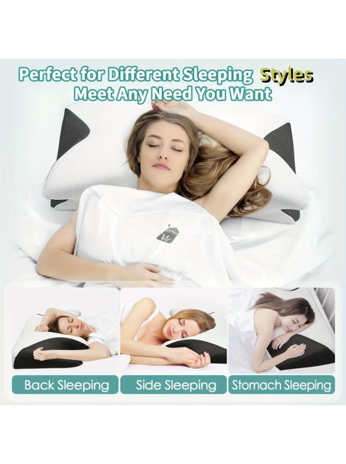 Ergonomikus Ortopéd Cervikális Memóriahab Párna Levehető Kötött Poliészter Huzattal