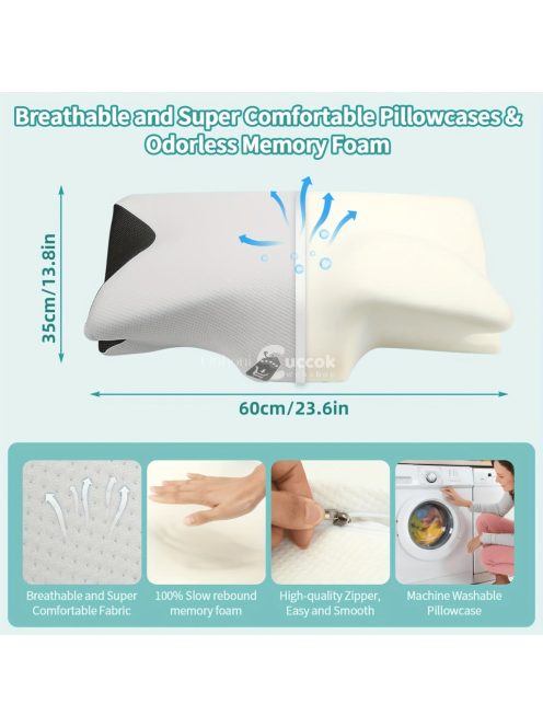 Ergonomikus Ortopéd Cervikális Memóriahab Párna Levehető Kötött Poliészter Huzattal