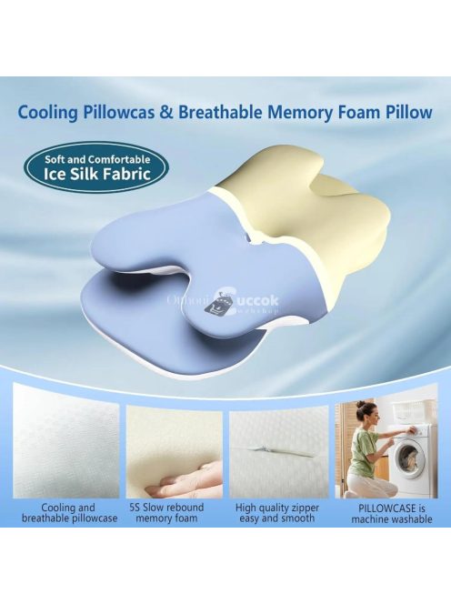 Ergonomikus memóriahabos nyakpárna hűsítő párnahuzattal