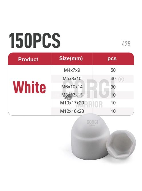 Hatszögű műanyag csavar- és anyavédő sapkakészlet