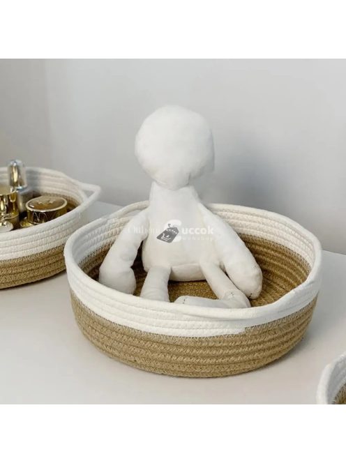 Pamut kötél tárolókosár játékokhoz és kozmetikumokhoz, fogantyúval