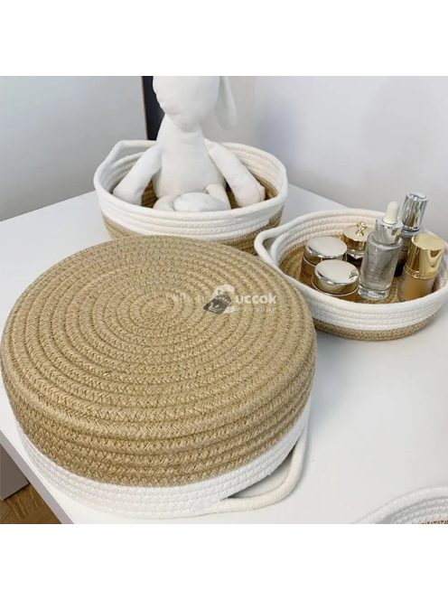 Pamut kötél tárolókosár játékokhoz és kozmetikumokhoz, fogantyúval