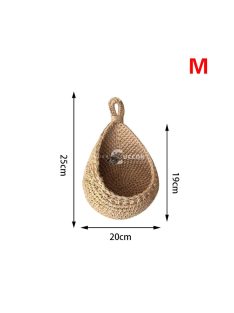   Kézzel szőtt kenderkötél tárolókosár falra akasztható, gyümölcsökhöz és zöldségekhez